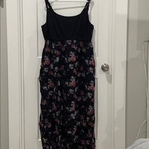 Black and floral print empire maxi dress